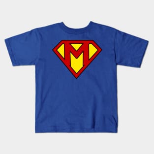 Superhero Symbol Letter M Kids T-Shirt